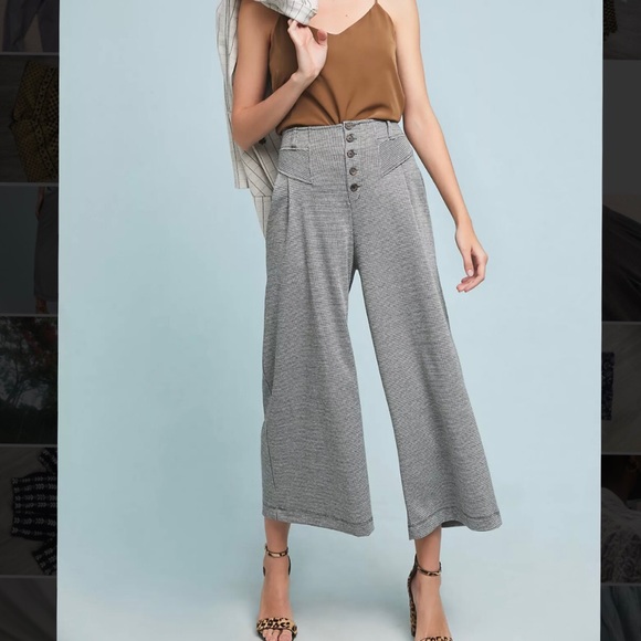 Anthropologie Houndstooth Wide Leg Pants - Picture 1 of 5